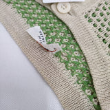 L'EQUIPE YOSHIE INABA メッシュ編み リネンコットン カーディガン ベージュ グリーン レディース レキップヨシエイナバ【中古】5-0416M∞