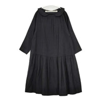 gasa ウールリネン 丸襟 ワンピース ブラック レディース ガサ【中古】5-0906T∞