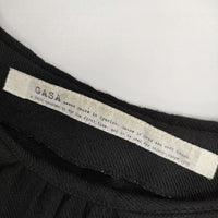 gasa ウールリネン 丸襟 ワンピース ブラック レディース ガサ【中古】5-0906T∞