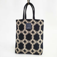 mina perhonen hanaha toast bag aba9726 トーストバッグ トートバッグ ブラック アイボリー レディース ミナペルホネン【中古】5-0929G∞