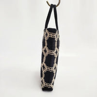 mina perhonen hanaha toast bag aba9726 トーストバッグ トートバッグ ブラック アイボリー レディース ミナペルホネン【中古】5-0929G∞