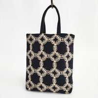 mina perhonen hanaha toast bag aba9726 トーストバッグ トートバッグ ブラック アイボリー レディース ミナペルホネン【中古】5-0929G∞