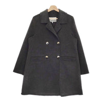 GANNI Wool Midi Jacket ウールミディジャケット F8505 定価78100円 チェスターコート 23AW チャコールグレー レディース ガニー【中古】5-0131A♪