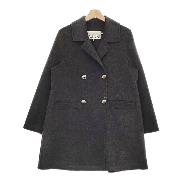 GANNI Wool Midi Jacket ウールミディジャケット F8505 定価78100円 チェスターコート 23AW チャコールグレー レディース ガニー【中古】5-0131A♪