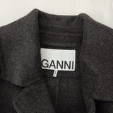 GANNI Wool Midi Jacket ウールミディジャケット F8505 定価78100円 チェスターコート 23AW チャコールグレー レディース ガニー【中古】5-0131A♪