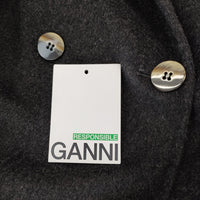 GANNI Wool Midi Jacket ウールミディジャケット F8505 定価78100円 チェスターコート 23AW チャコールグレー レディース ガニー【中古】5-0131A♪