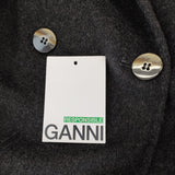 GANNI Wool Midi Jacket ウールミディジャケット F8505 定価78100円 チェスターコート 23AW チャコールグレー レディース ガニー【中古】5-0131A♪