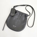 HYKE/CHACOLI leather drawstring bag レザー 巾着 スモールサイズ ショルダーバッグ ブラック レディース ハイク/チャコリ【中古】5-0929G∞