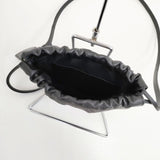 HYKE/CHACOLI leather drawstring bag レザー 巾着 スモールサイズ ショルダーバッグ ブラック レディース ハイク/チャコリ【中古】5-0929G∞