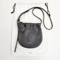 HYKE/CHACOLI leather drawstring bag レザー 巾着 スモールサイズ ショルダーバッグ ブラック レディース ハイク/チャコリ【中古】5-0929G∞