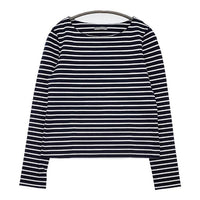 theory luxe ストレッチ素材 ボーダー 長袖Ｔシャツ カットソー ロンＴ ネイビー ホワイト レディース セオリーリュクス【中古】5-0807M∞