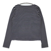 theory luxe ストレッチ素材 ボーダー 長袖Ｔシャツ カットソー ロンＴ ネイビー ホワイト レディース セオリーリュクス【中古】5-0807M∞