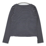 theory luxe ストレッチ素材 ボーダー 長袖Ｔシャツ カットソー ロンＴ ネイビー ホワイト レディース セオリーリュクス【中古】5-0807M∞