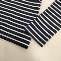 theory luxe ストレッチ素材 ボーダー 長袖Ｔシャツ カットソー ロンＴ ネイビー ホワイト レディース セオリーリュクス【中古】5-0807M∞
