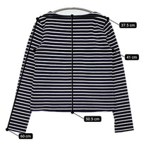 theory luxe ストレッチ素材 ボーダー 長袖Ｔシャツ カットソー ロンＴ ネイビー ホワイト レディース セオリーリュクス【中古】5-0807M∞