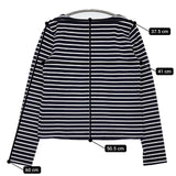 theory luxe ストレッチ素材 ボーダー 長袖Ｔシャツ カットソー ロンＴ ネイビー ホワイト レディース セオリーリュクス【中古】5-0807M∞