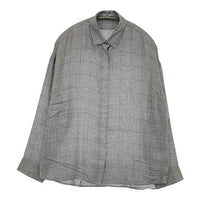 theory luxe レーヨンウール チェック 比翼ボタン 長袖シャツ グレー レディース セオリーリュクス【中古】5-0807M∞