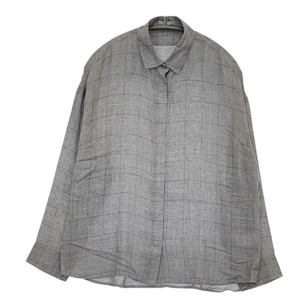 theory luxe レーヨンウール チェック 比翼ボタン 長袖シャツ グレー レディース セオリーリュクス【中古】5-0807M∞
