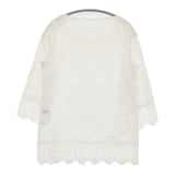 INDIVI 総レース 刺繍 ブラウス カットソー オフホワイト レディース インディヴィ【中古】5-0807M∞