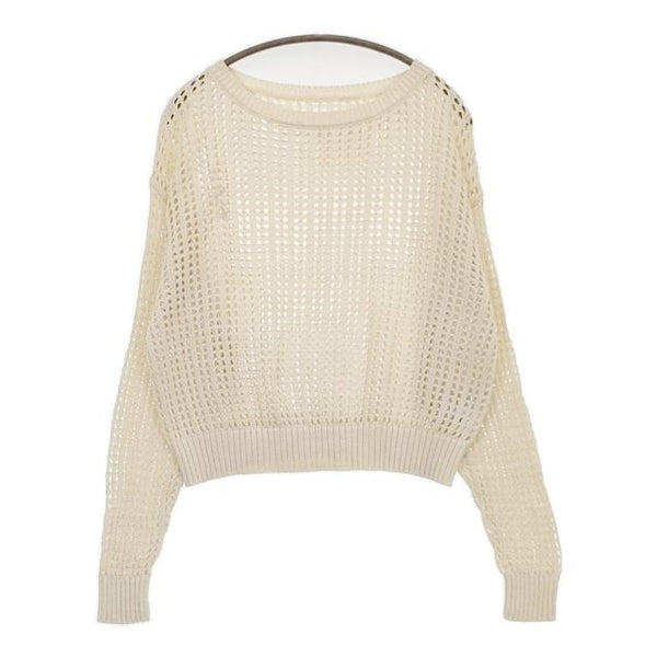 SLOBE IENA 5Gメッシュアミニットプルオーバー 定価13200円 ニット 23AW アイボリー レディース スローブイエナ【中古】5-0807M∞