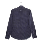 theory ストライプ チェック カラーシャツ コットン 長袖シャツ ネイビー メンズ セオリー【中古】5-0428M∞