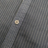 theory ストライプ チェック カラーシャツ コットン 長袖シャツ ネイビー メンズ セオリー【中古】5-0428M∞