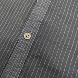 theory ストライプ チェック カラーシャツ コットン 長袖シャツ ネイビー メンズ セオリー【中古】5-0428M∞