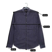 theory ストライプ チェック カラーシャツ コットン 長袖シャツ ネイビー メンズ セオリー【中古】5-0428M∞