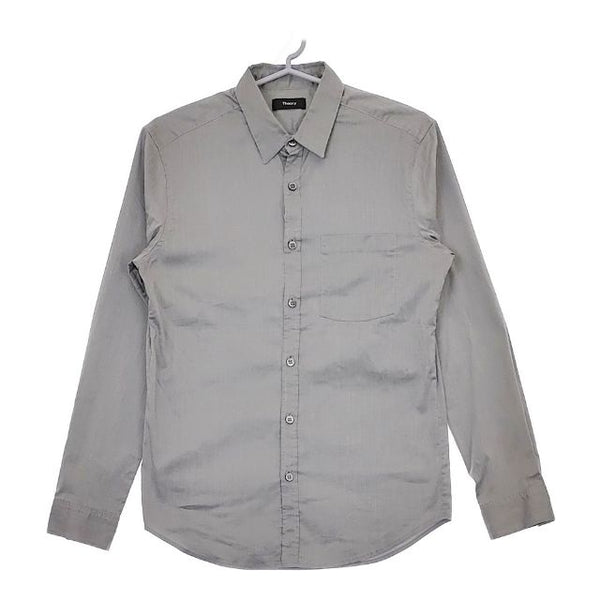 theory コットンポリエステルシャツ 長袖シャツ グレー メンズ セオリー【中古】5-0428M∞