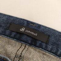 Johnbull 11542 ダメージ加工 ストレッチ アシンメトリー 7ポケット デニムパンツ ネイビー メンズ ジョンブル【中古】5-0428G∞