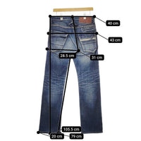 Johnbull 11542 ダメージ加工 ストレッチ アシンメトリー 7ポケット デニムパンツ ネイビー メンズ ジョンブル【中古】5-0428G∞