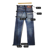 Johnbull 11542 ダメージ加工 ストレッチ アシンメトリー 7ポケット デニムパンツ ネイビー メンズ ジョンブル【中古】5-0428G∞