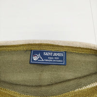 SAINT JAMES T3 圧縮ウールボーダー セーター ニット カーキ ベージュ レディース セントジェームス【中古】5-0814T∞