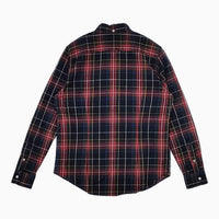 GYMPHLEX 起毛チェック コットンネル ボタンダウン 14 長袖シャツ ネイビー レッド レディース ジムフレックス【中古】5-0814T∞