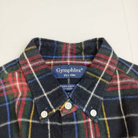 GYMPHLEX 起毛チェック コットンネル ボタンダウン 14 長袖シャツ ネイビー レッド レディース ジムフレックス【中古】5-0814T∞