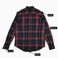 GYMPHLEX 起毛チェック コットンネル ボタンダウン 14 長袖シャツ ネイビー レッド レディース ジムフレックス【中古】5-0814T∞