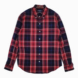 GYMPHLEX 起毛チェック ボタンダウン ネル 長袖シャツ ネイビー レッド レディース ジムフレックス【中古】5-0814T∞