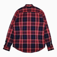 GYMPHLEX 起毛チェック ボタンダウン ネル 長袖シャツ ネイビー レッド レディース ジムフレックス【中古】5-0814T∞