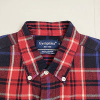 GYMPHLEX 起毛チェック ボタンダウン ネル 長袖シャツ ネイビー レッド レディース ジムフレックス【中古】5-0814T∞