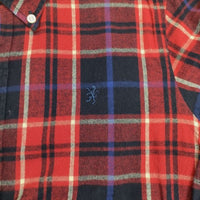 GYMPHLEX 起毛チェック ボタンダウン ネル 長袖シャツ ネイビー レッド レディース ジムフレックス【中古】5-0814T∞