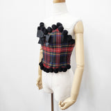 Jane Marple チェック リボン ポンポン シャーリング ビスチェ その他トップス レッド レディース ジェーンマープル【中古】5-1023T◎