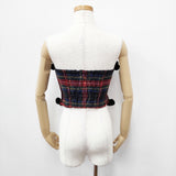 Jane Marple チェック リボン ポンポン シャーリング ビスチェ その他トップス レッド レディース ジェーンマープル【中古】5-1023T◎