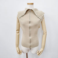MARTIN MARGIELA 平面期 アーティザナル ドライバーズニット 白タグ オリゾンティ イタリア製 ベスト ベージュ レディース マルタンマルジェラ【中古】5-0811T◎