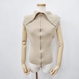 MARTIN MARGIELA 平面期 アーティザナル ドライバーズニット 白タグ オリゾンティ イタリア製 ベスト ベージュ レディース マルタンマルジェラ【中古】5-0811T◎