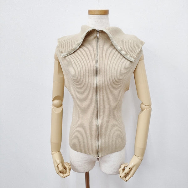 MARTIN MARGIELA 平面期 アーティザナル ドライバーズニット 白タグ オリゾンティ イタリア製 ベスト ベージュ レディース マルタンマルジェラ【中古】5-0811T◎