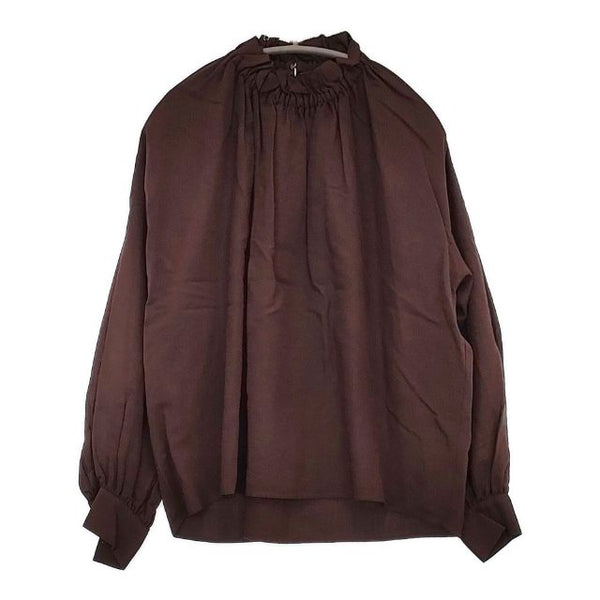 LOISIR フリルカラー レーヨンリネン ブラウス シャツ ワインレッド系 レディース ロワズィール【中古】5-0807M∞