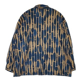 Pal'las Palace 十日 ボトル柄 リボンカラー ブラウス シャツ ネイビー ブラウン レディース パラスパレス【中古】5-0807M∞