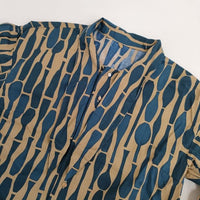Pal'las Palace 十日 ボトル柄 リボンカラー ブラウス シャツ ネイビー ブラウン レディース パラスパレス【中古】5-0807M∞