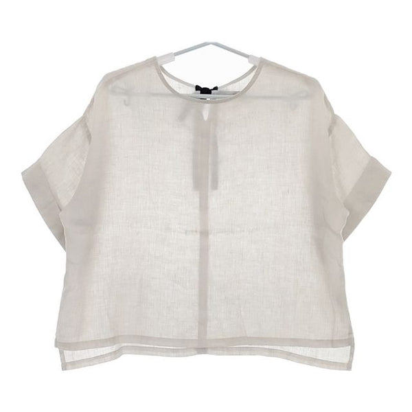 fog linen work バックリボン 半袖 リトアニアリネン ブラウス シャツ オフホワイト キナリ レディース フォグリネンワーク【中古】5-0517S∞
