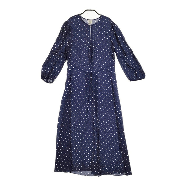 BAUM UND PFERDGARTEN レーヨンシルク 長袖 ドット柄 23210-AW23-AUG サイズ36 ワンピース ブルー アイボリー レディース バウムウンドヘルガーテン【中古】5-0420M△